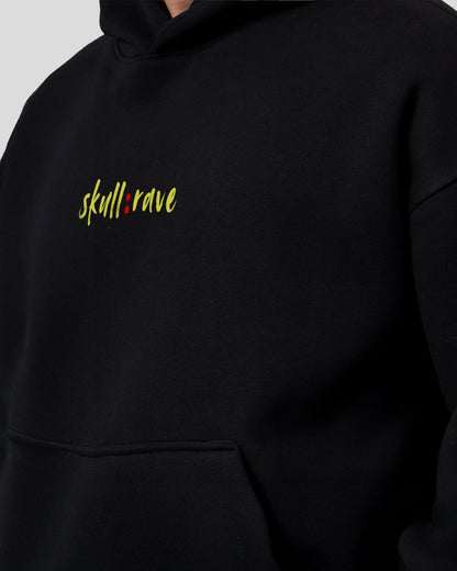 SKULL RAVE Black Oversized Fleece Hoodie