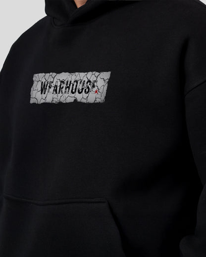 FRAGILE Black Oversized Fleece Hoodie
