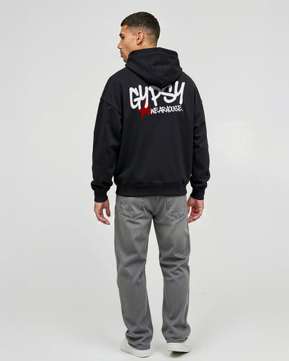 GYPSY STAR Black Oversized Fleece Hoodie