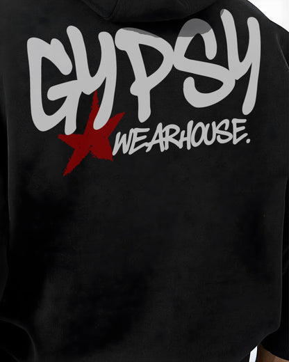GYPSY STAR Black Oversized Fleece Hoodie