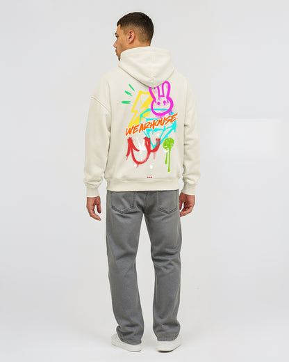 WEARHOUSE GRAFFITI Offwhite Oversized Fleece Hoodie