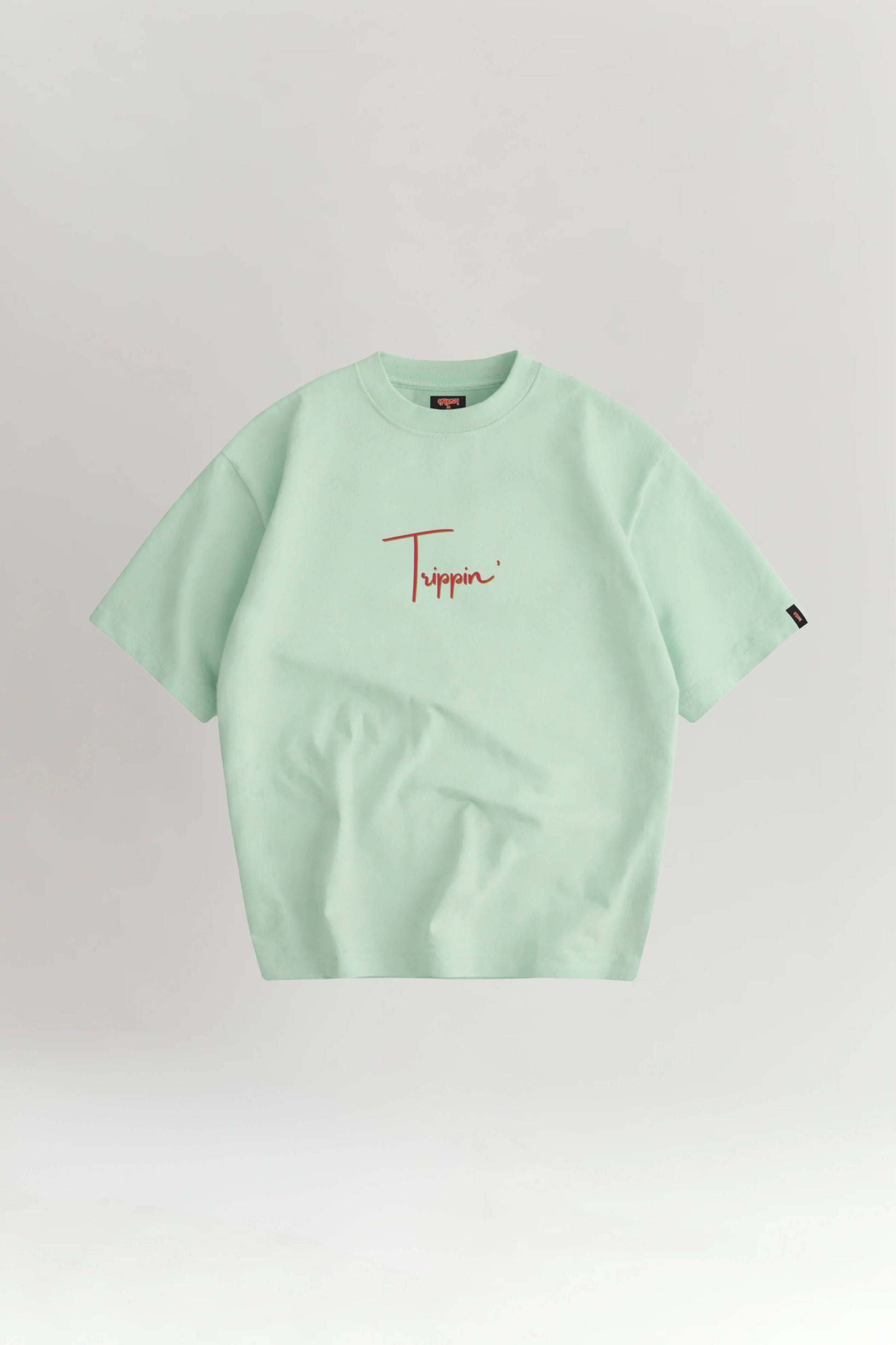 Light green t-shirt with brand logo on a white background